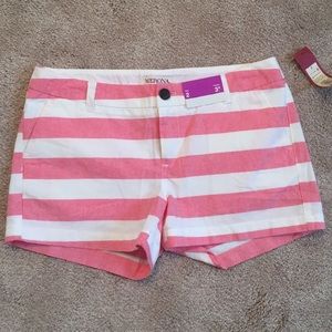 Red and white striped shorts